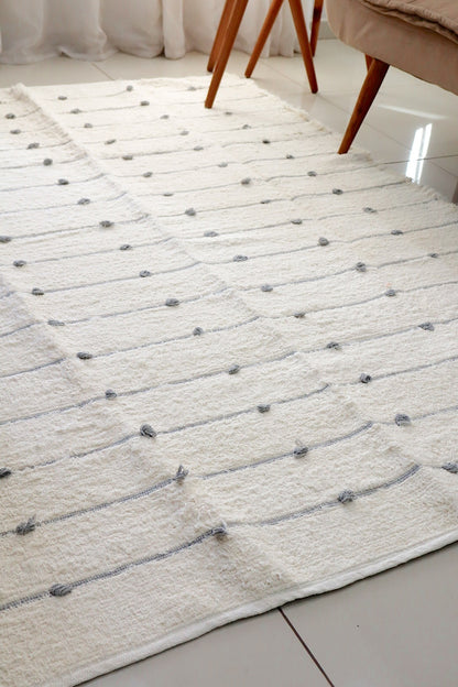 Tapete Algodão Puxadinho Pompom Cinza 1,50x2,00m