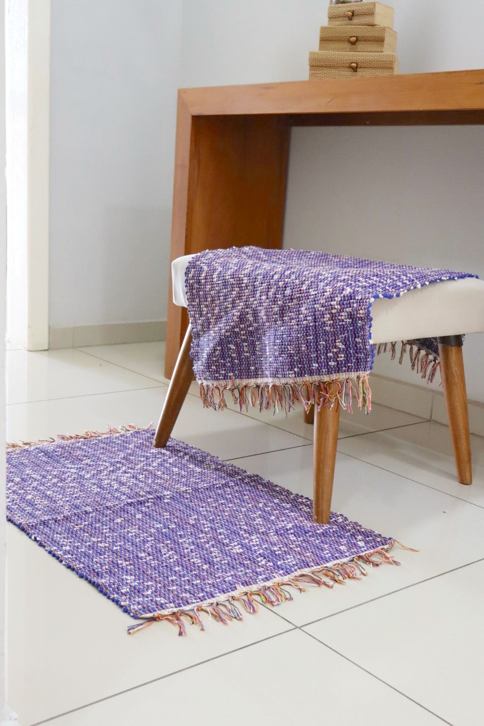 Par de Tapete de Malha Mesclado Roxo