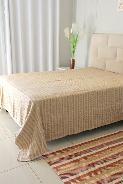 Tapete Médio Algodão Listrado Tons Terrosos