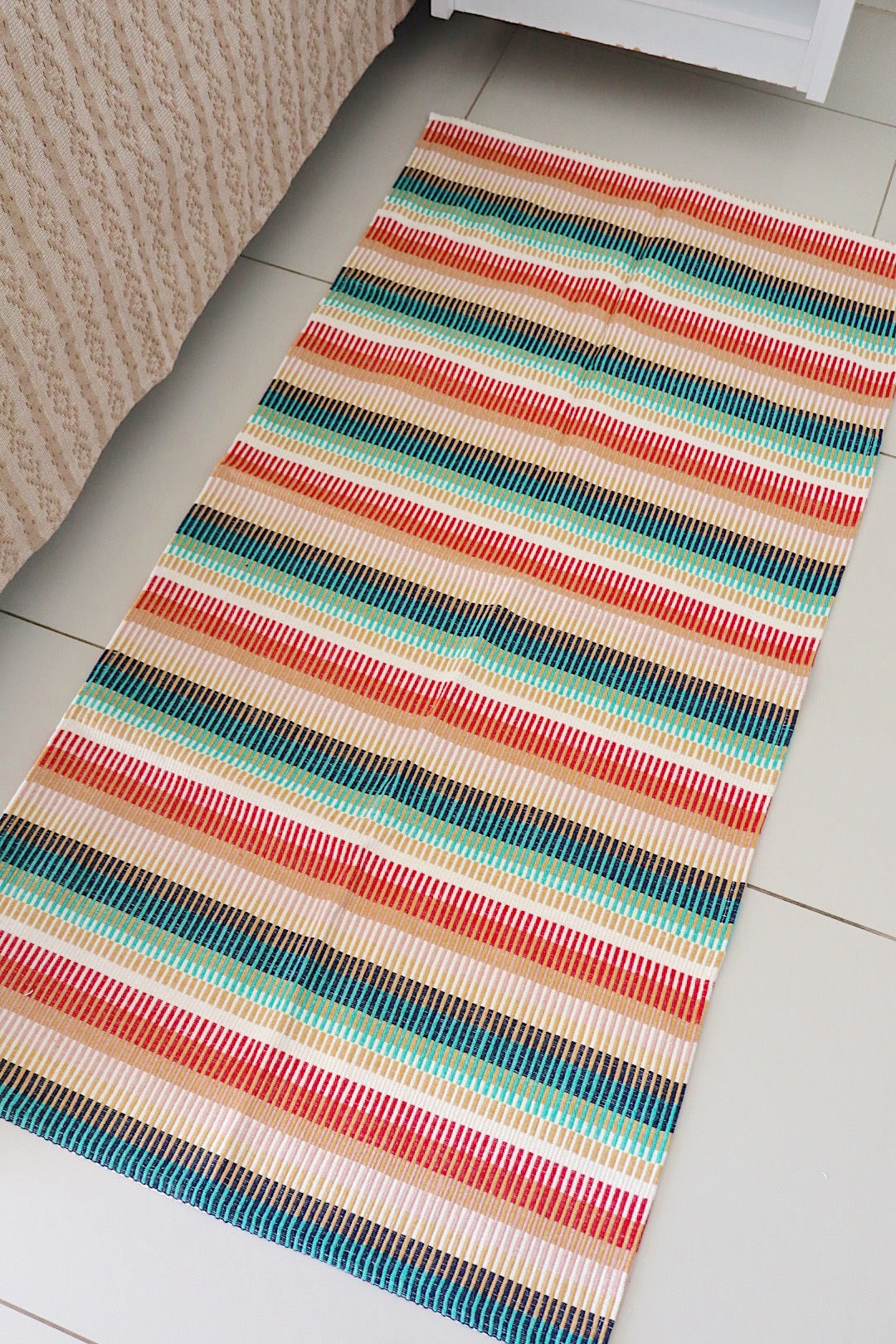 Tapete Médio Algodão Listrado Colorido Horizontal