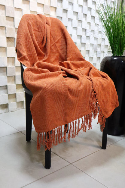 Manta para Sofá / Peseira Escama Boho Terracota 1,20mx1,80m