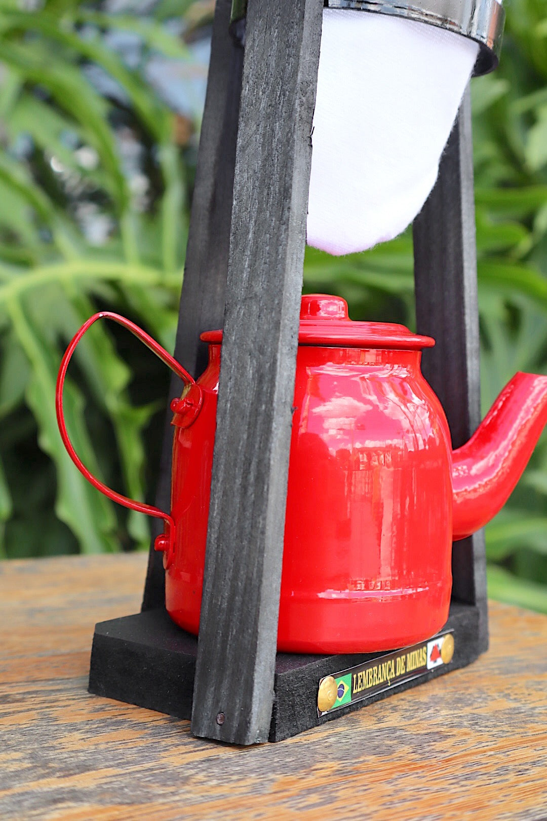 Kit Café Mini Chaleira 200ml Alumínio E Suporte Com Coador Vermelho