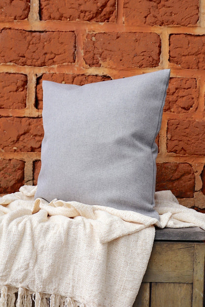 Capa de Almofada em Linho Lisa Cinza 45x45
