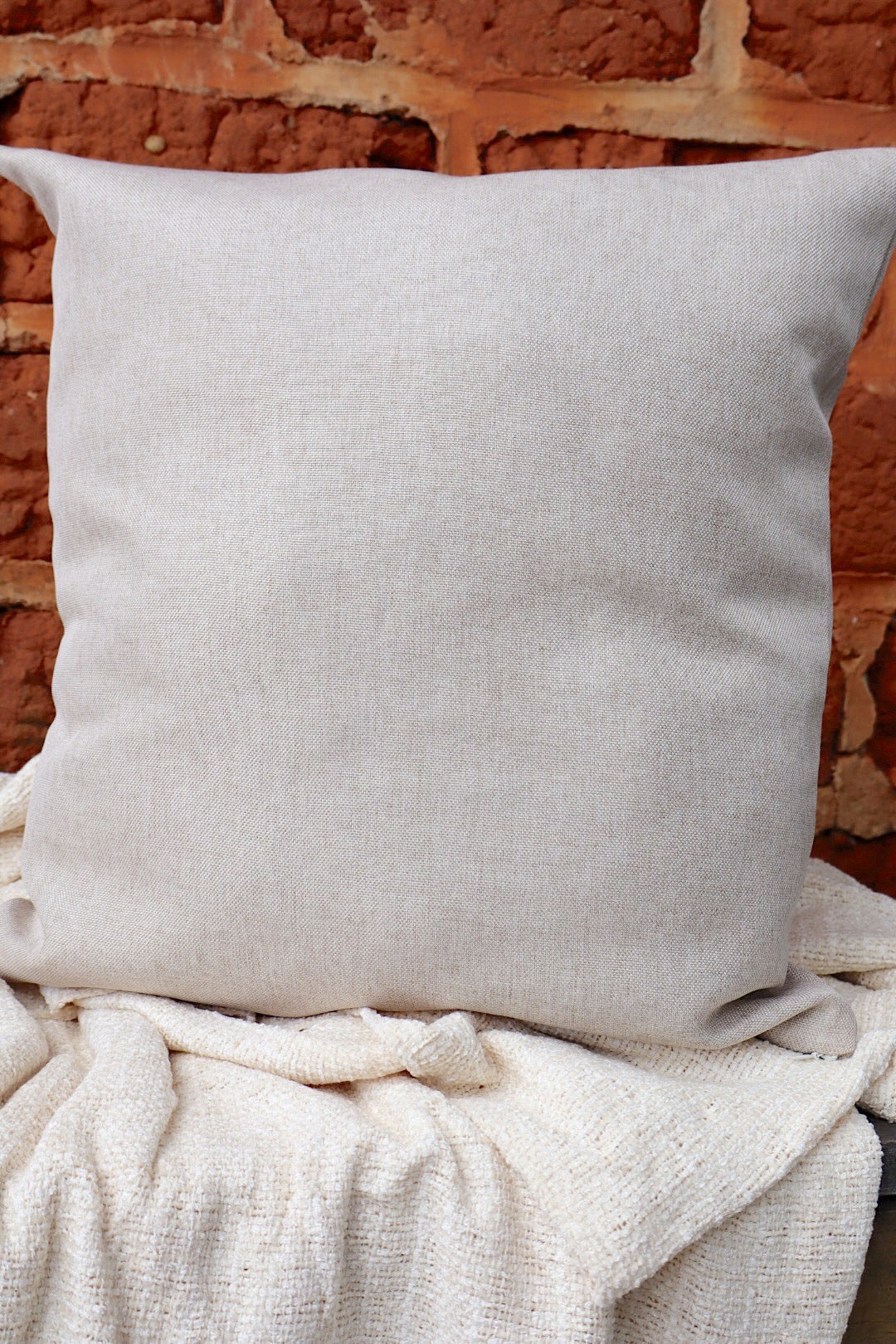 Capa de Almofada em Linho Lisa Cru 45x45