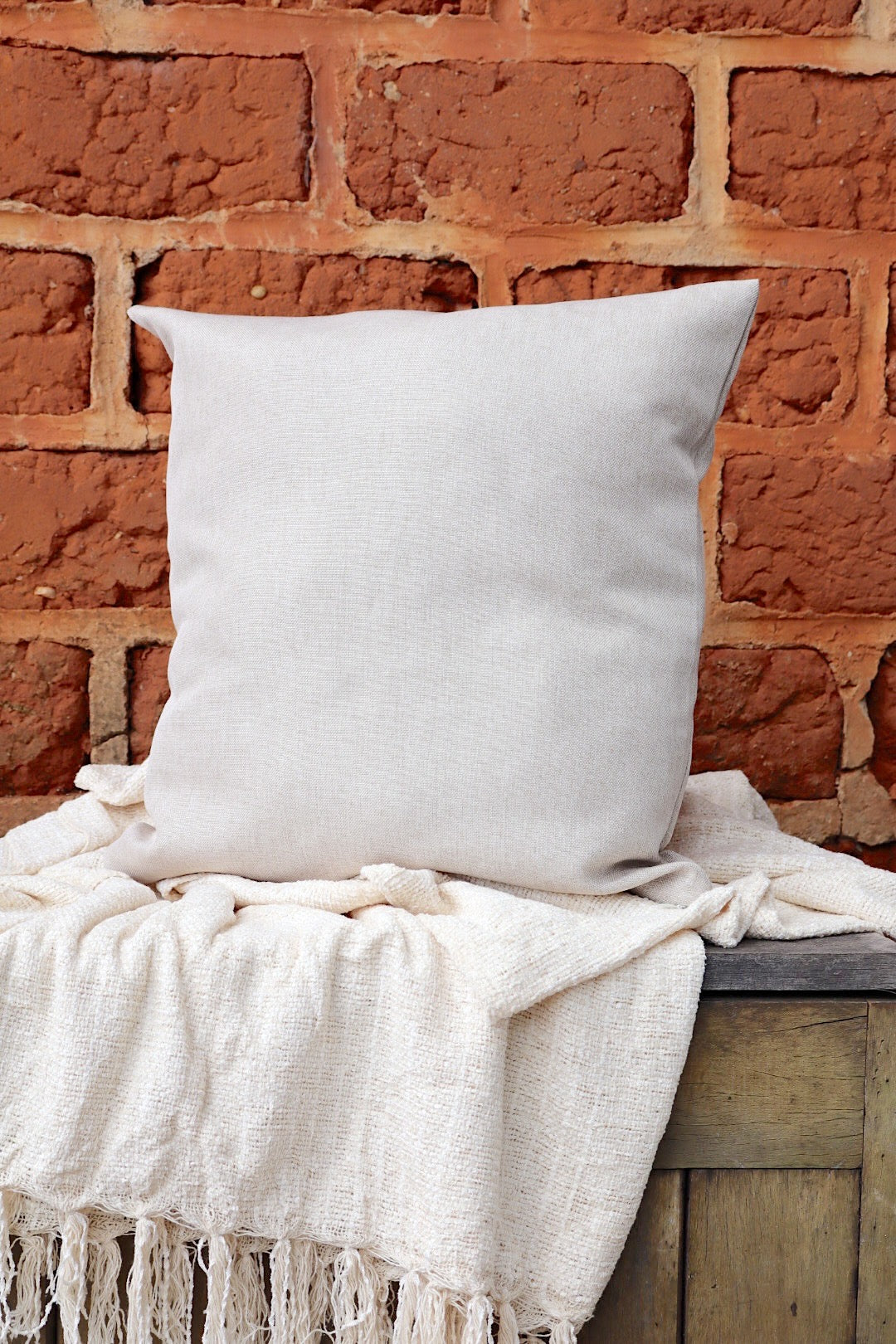 Capa de Almofada em Linho Lisa Cru 45x45