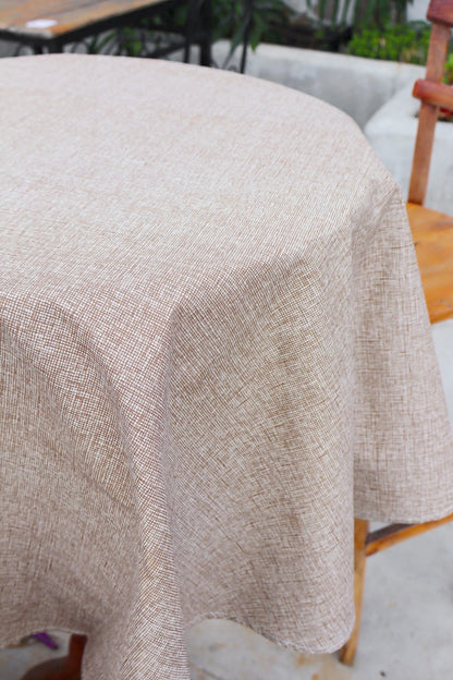 Toalha de Mesa Impermeável Redonda Mesclada Marrom
