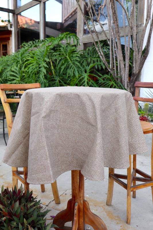 Toalha de Mesa Impermeável Redonda Mesclada Marrom