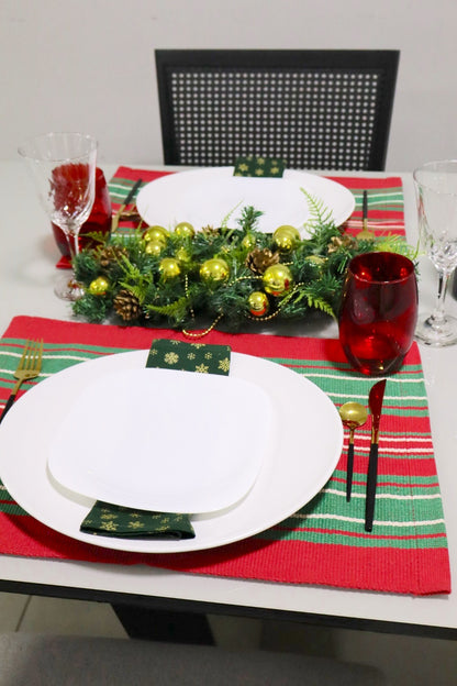 Lugar Americano Algodão Natal Verde e Vermelho