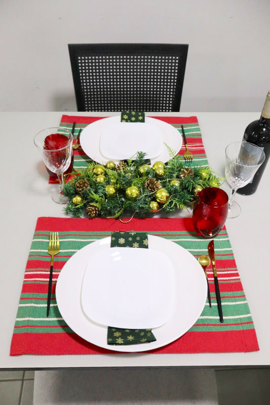 Lugar Americano Algodão Natal Verde e Vermelho