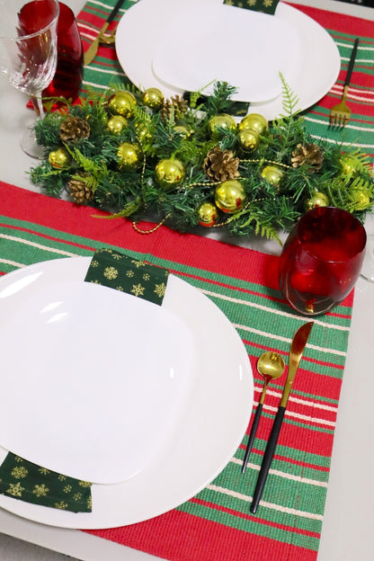 Lugar Americano Algodão Natal Verde e Vermelho