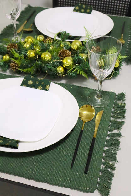 Par Lugar Americano Linha com Fio Lurex Verde Natal