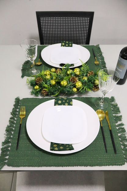 Par Lugar Americano Linha com Fio Lurex Verde Natal