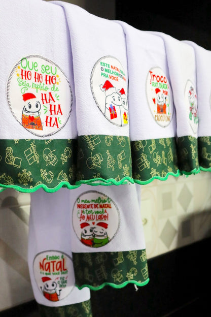 Kit 7 Panos de Prato Decorados - Semaninha Natal Flork Verde