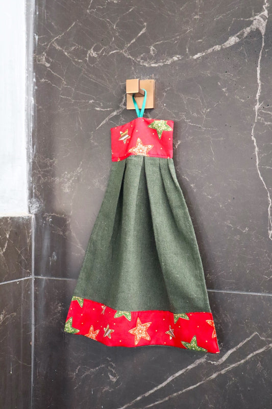 Bate Mão Algodão Natal Verde Estrela