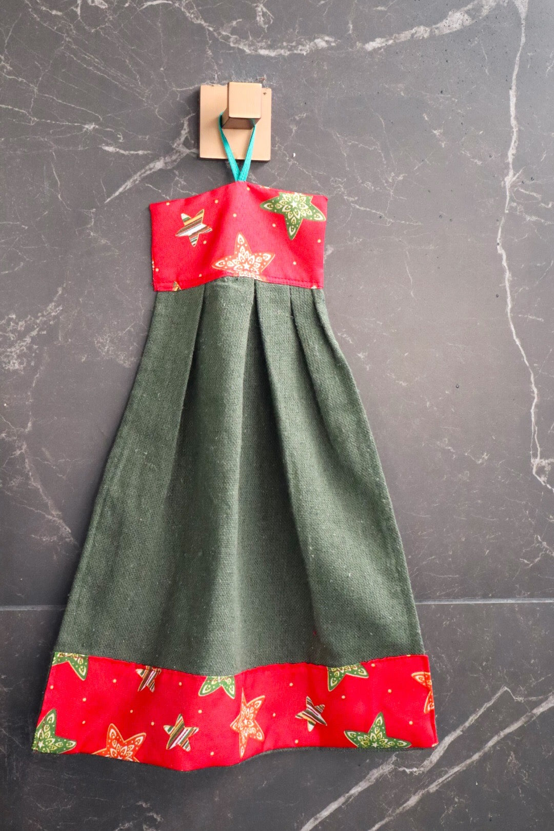 Bate Mão Algodão Natal Verde Estrela