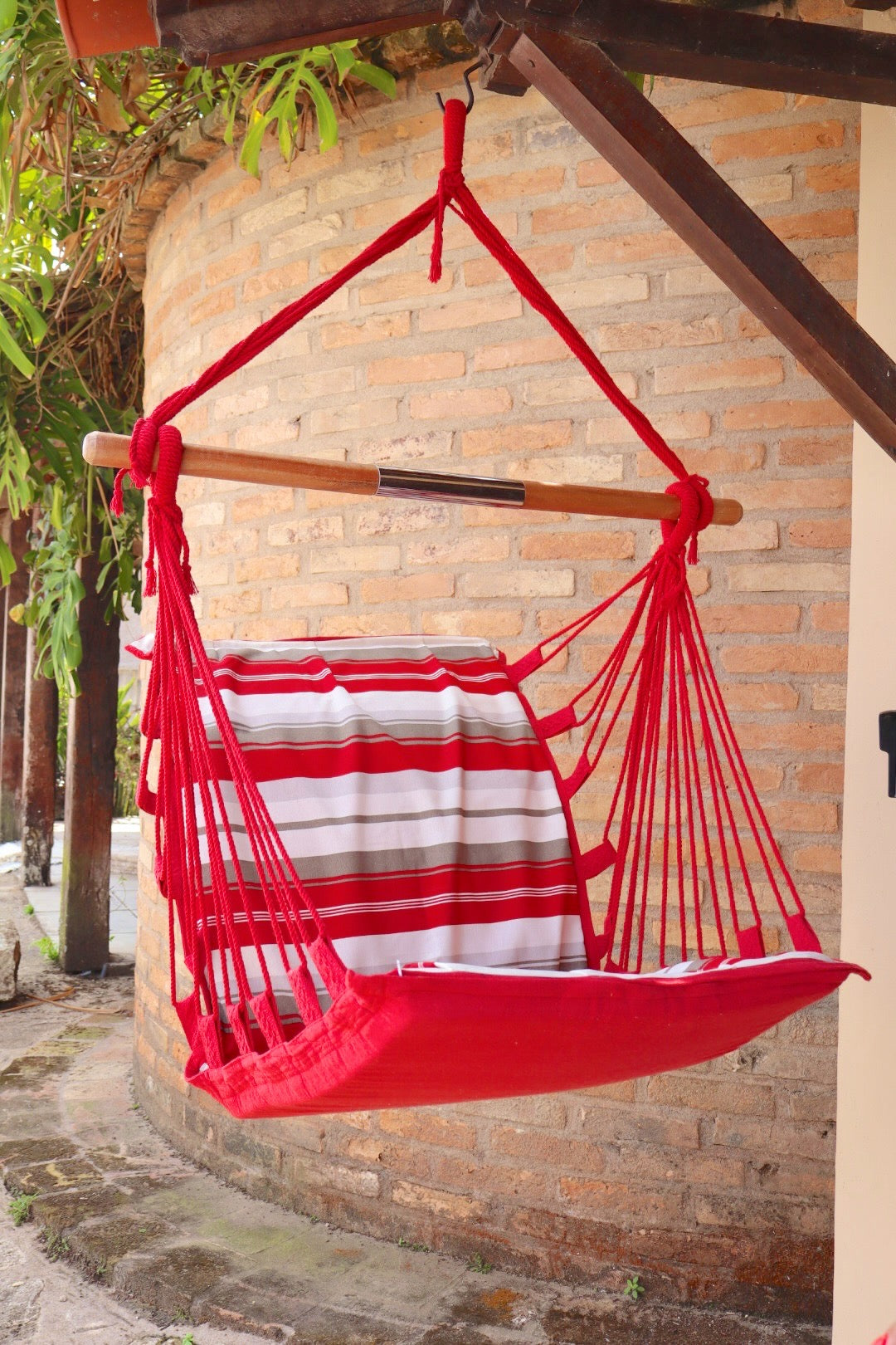 Rede Cadeira De Balanço Impermeável Listrada Vermelha
