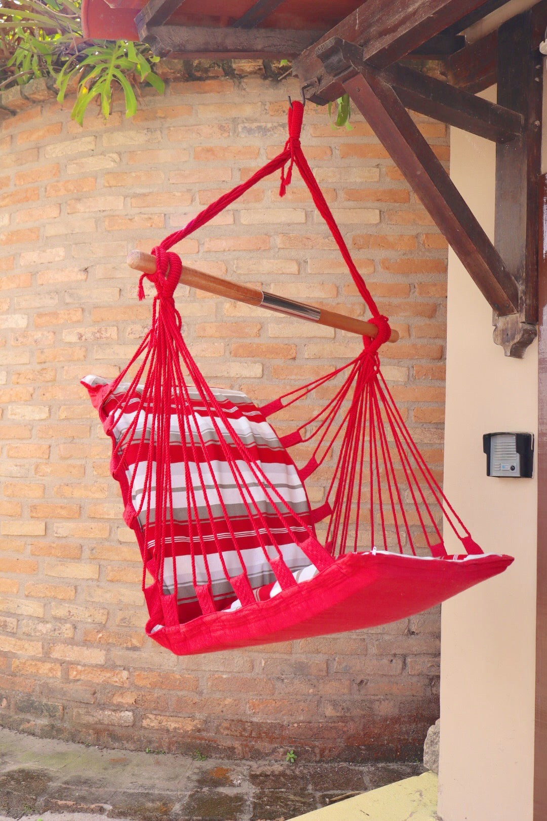 Rede Cadeira De Balanço Impermeável Listrada Vermelha