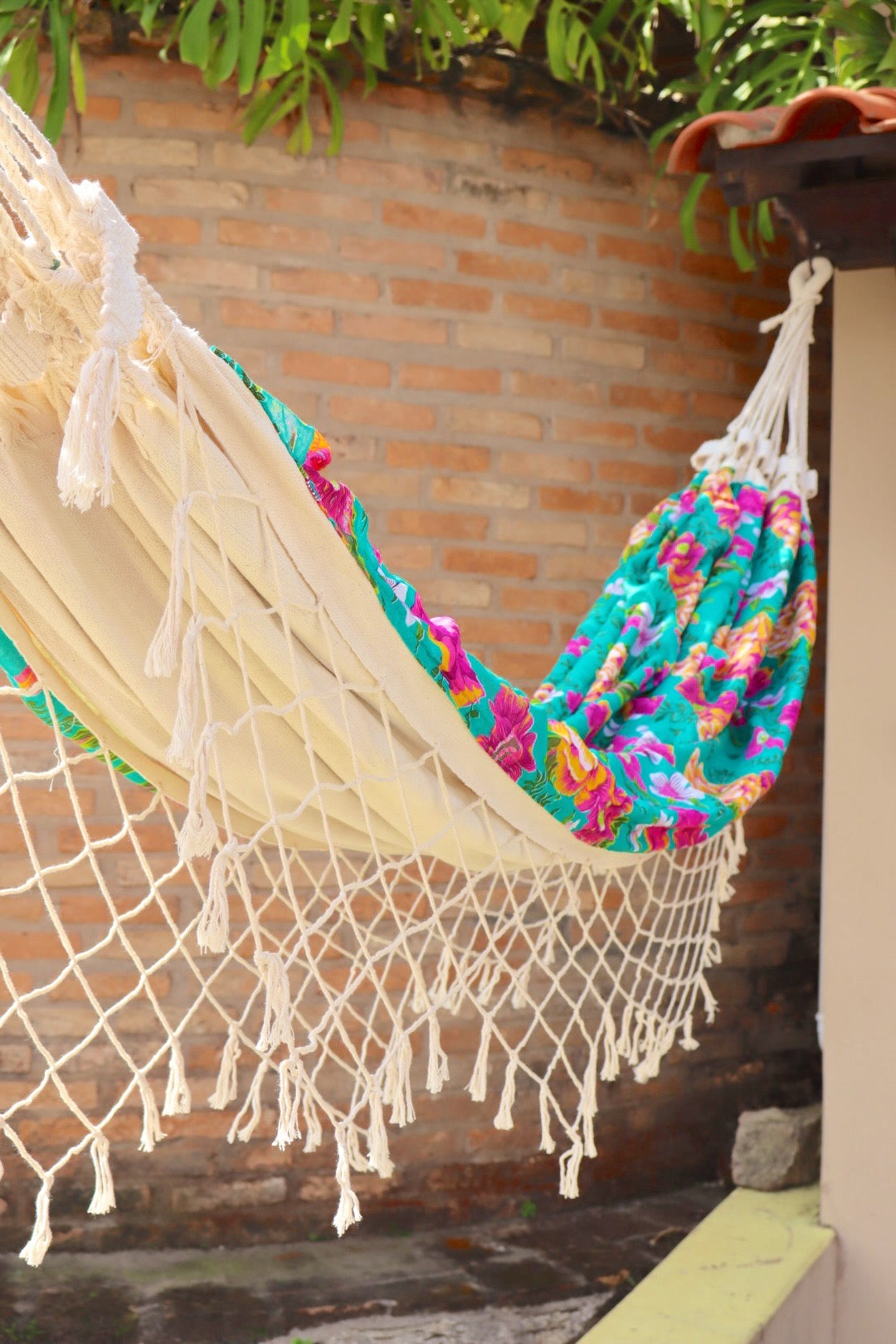 Rede de Algodão Forrada com Chita - Cru com Tifanny