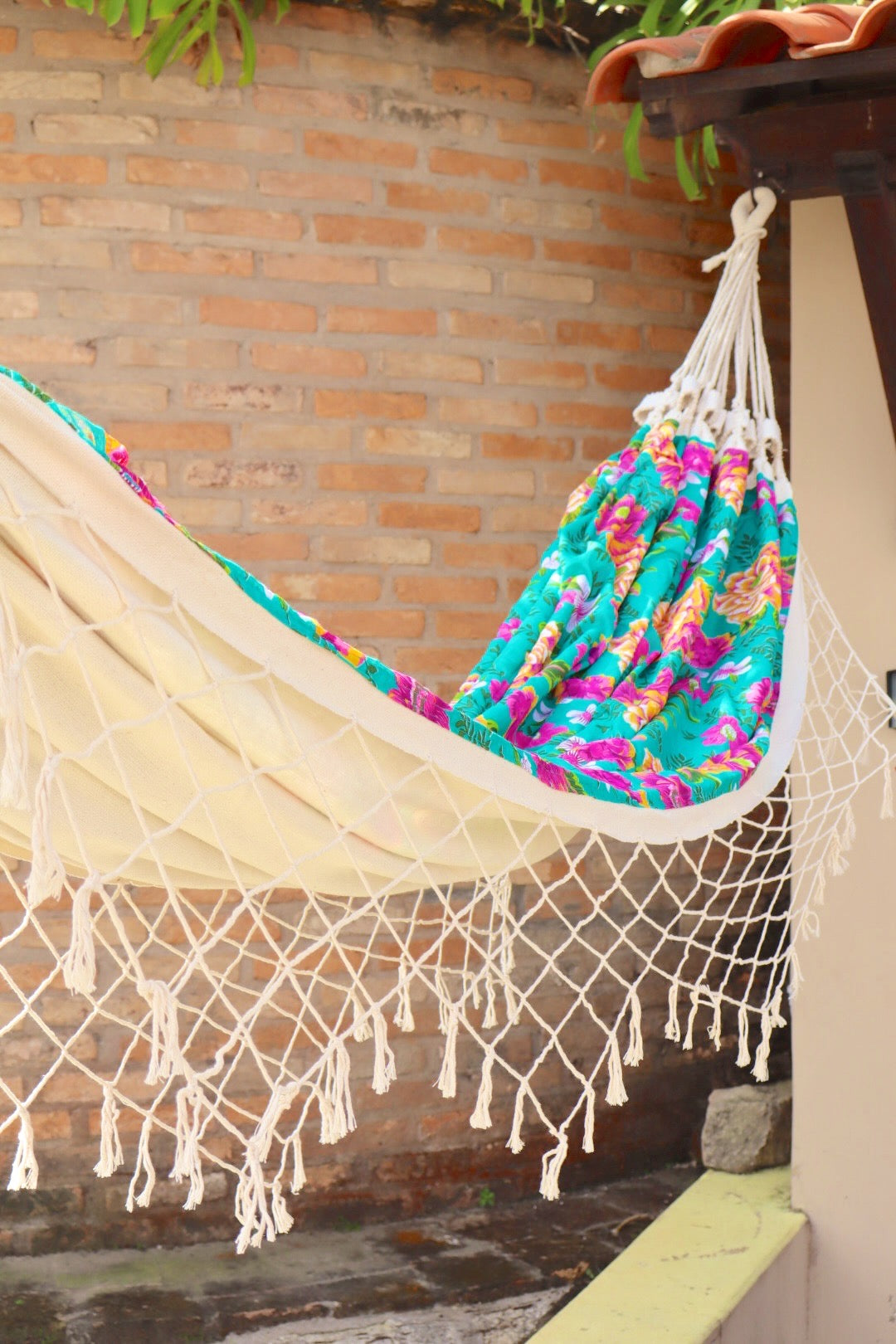 Rede de Algodão Forrada com Chita - Cru com Tifanny