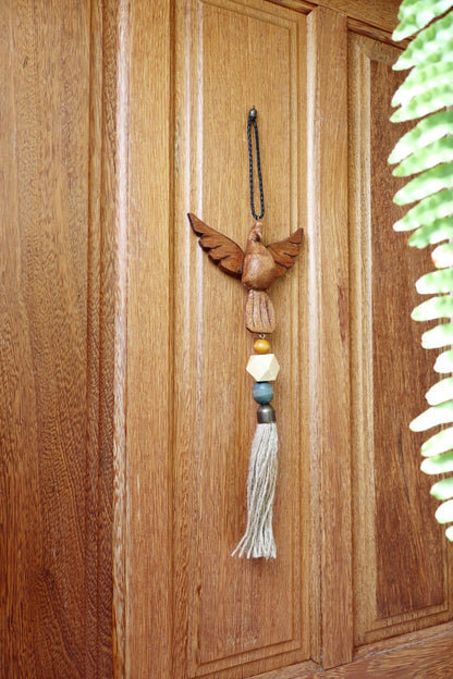 Enfeite de Porta / Divino Retrovisor Decorativo Divino Caramelo, Cru e Verde Musgo