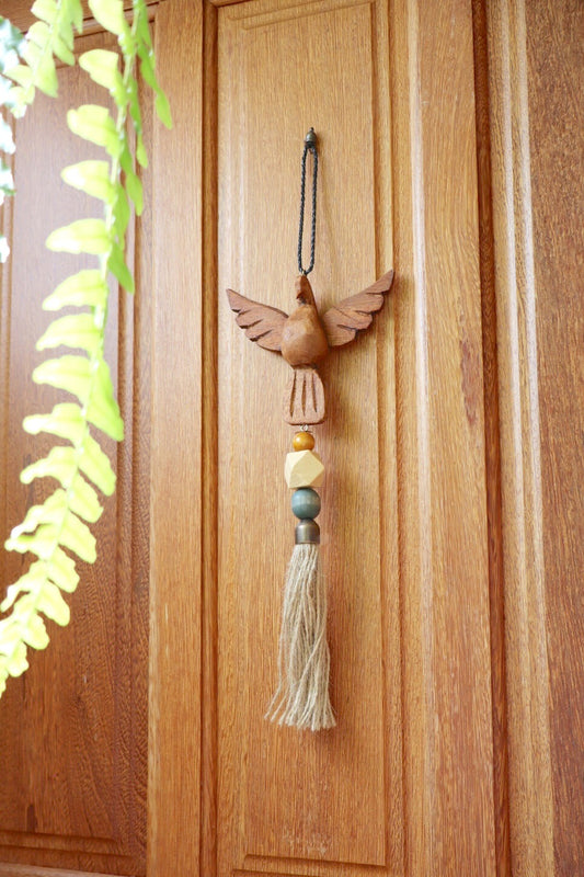 Enfeite de Porta / Divino Retrovisor Decorativo Divino Caramelo, Cru e Verde Musgo