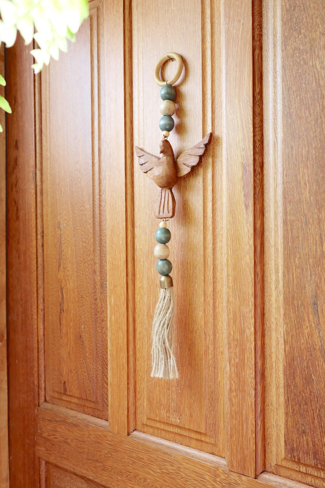 Enfeite de Porta / Divino Retrovisor Decorativo com Argola Divino Verde