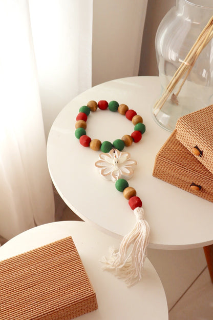 Enfeite de Porta / Mini Colar / Terço de Mesa Especial Decorativo Divino Verde e Vermelho