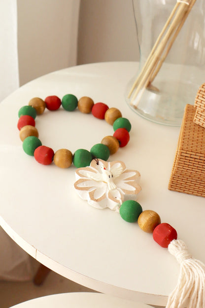 Enfeite de Porta / Mini Colar / Terço de Mesa Especial Decorativo Divino Verde e Vermelho