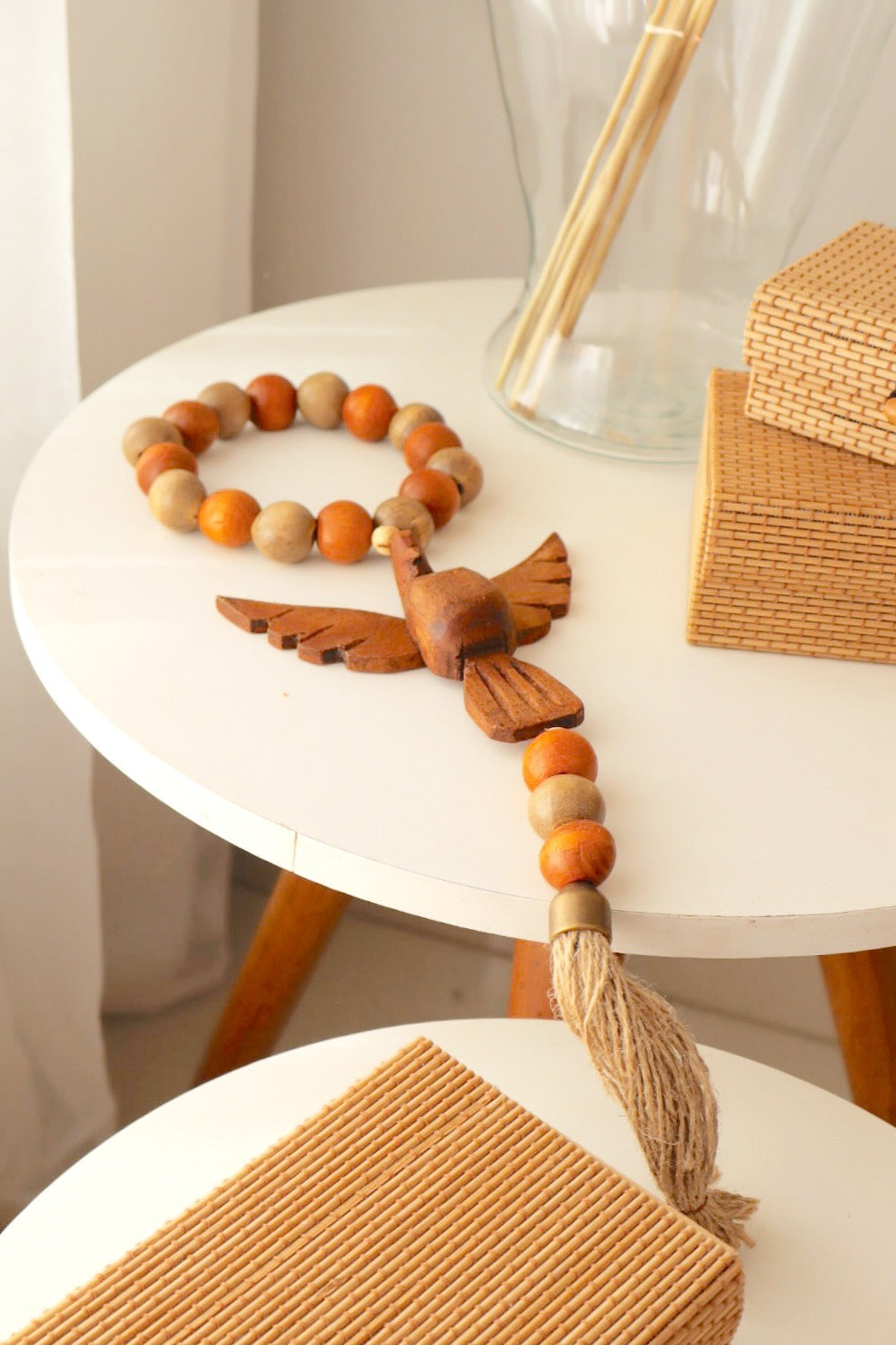 Enfeite de Porta / Mini Colar / Terço de Mesa Especial Decorativo Divino Tons Terrosos