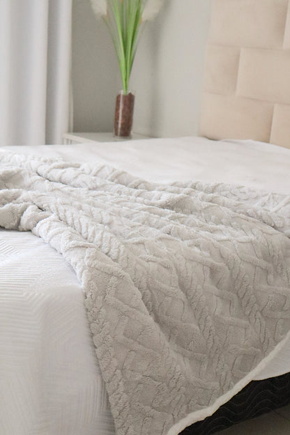 Manta Com Sherpa Glamour Casal Cinza Claro 1,90x2,10m
