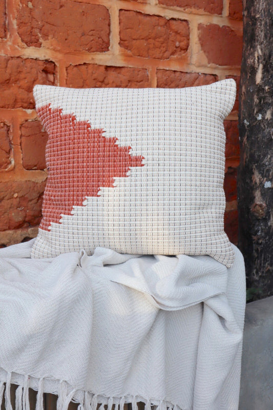 Capa de Almofada em Linha Bico 100% Algodão Terracota 50x50