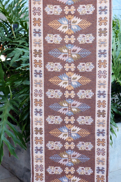 Tapete Passadeira Kilim Antep 60x180cm Marrom DES 001