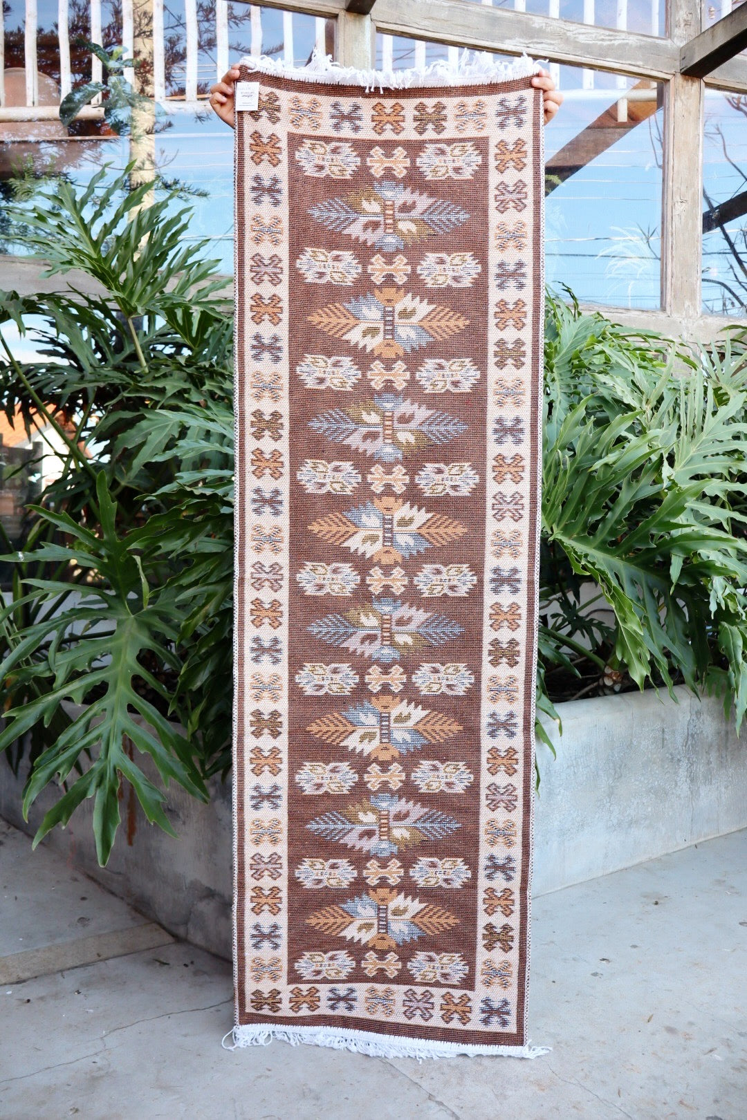 Tapete Passadeira Kilim Antep 60x180cm Marrom DES 001