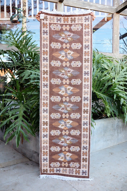 Tapete Passadeira Kilim Antep 60x180cm Marrom DES 001