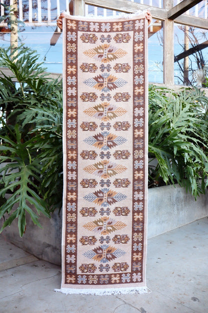 Tapete Passadeira Kilim Antep 60x180cm Marrom DES 001