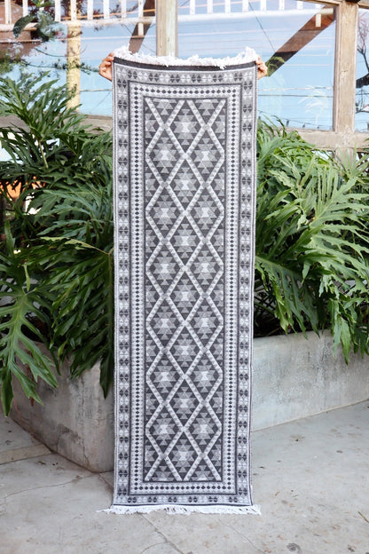 Tapete Passadeira Kilim Antep 60x180cm Cinza DES 006