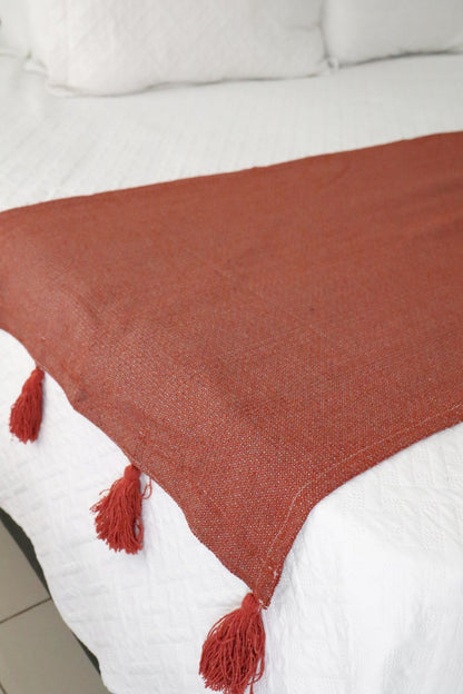 Peseira de Algodão Terracota com Pompom 0,65x2,30m