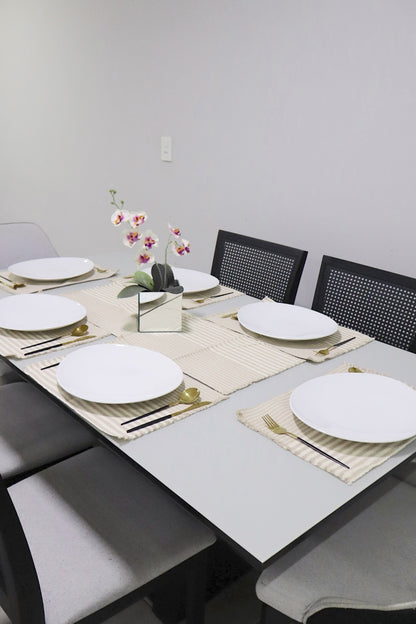 Jogo Americano Comum Bege e Cru 7 Peças