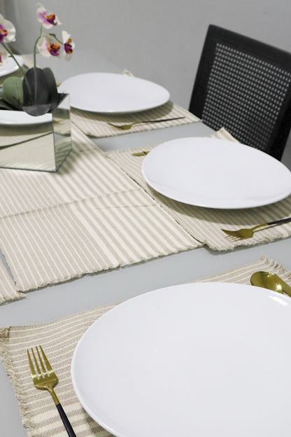 Jogo Americano Comum Bege e Cru 7 Peças