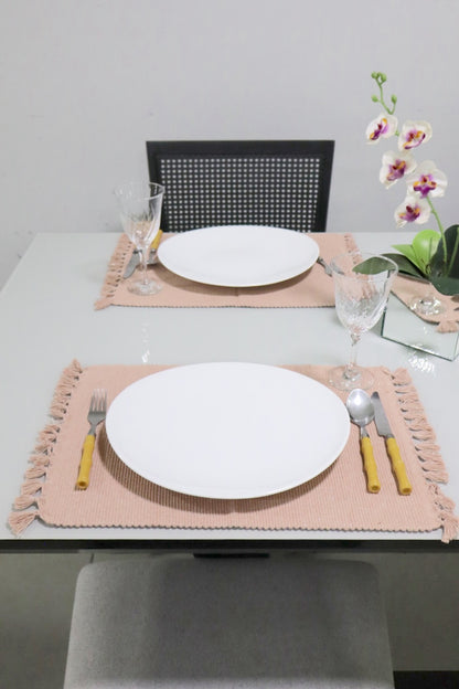 Par Lugar Americano Linha com Fio Lurex Nude Rosê