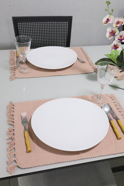 Par Lugar Americano Linha com Fio Lurex Nude Rosê