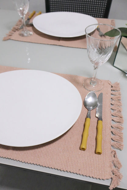 Par Lugar Americano Linha com Fio Lurex Nude Rosê