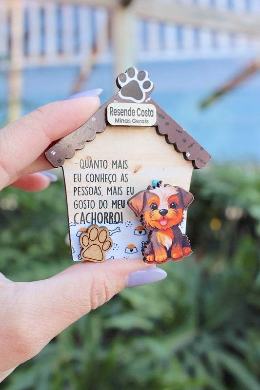 Ímã de Geladeira com Pregador "Quanto mais eu conheço as pessoas, mais eu gosto do meu cachorro"