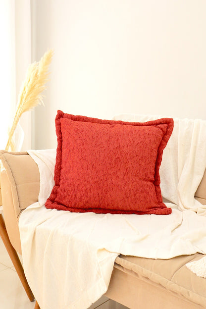 Capa de Almofada em Chenille com Aba Lateral Terracota 45x45