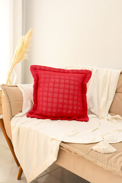 Capa de Almofada Decorativa em Algodão Lisa Vermelha 45x45