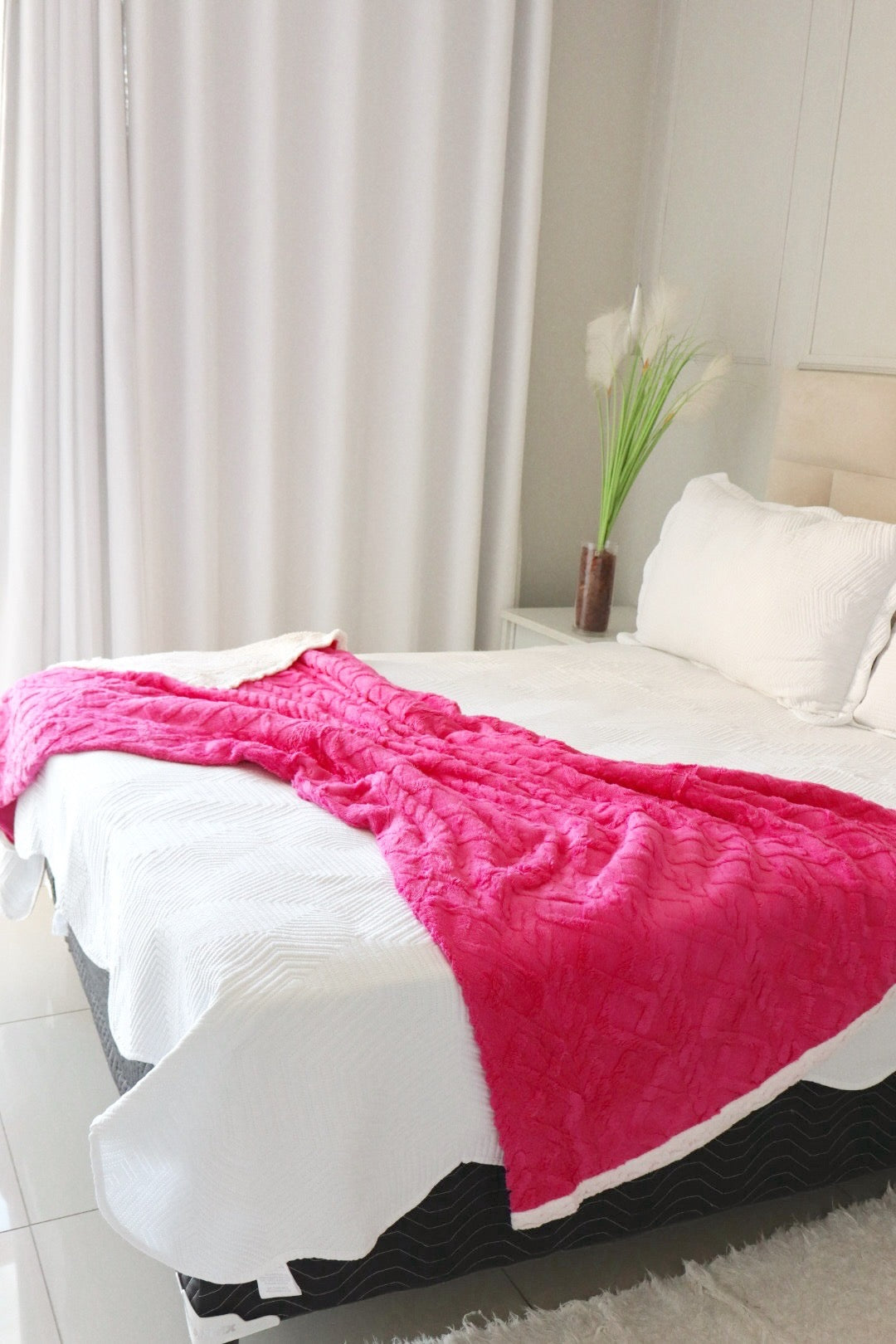 Manta Com Sherpa Glamour Casal Rosa 1,90x2,10m