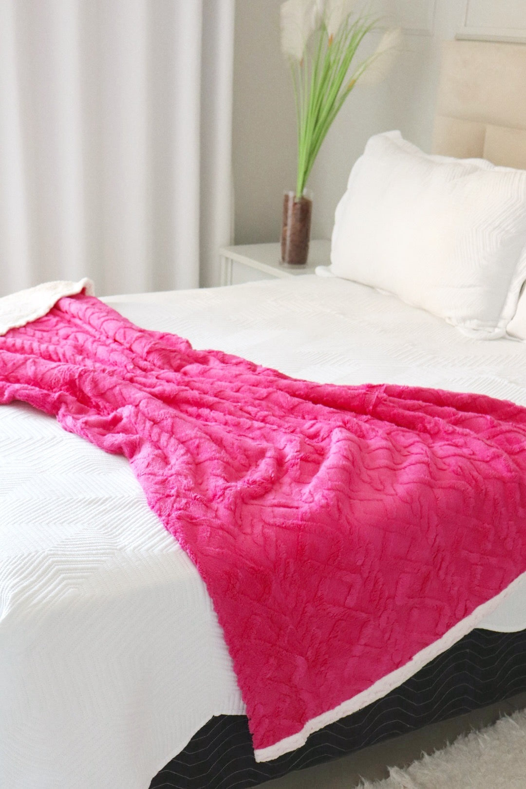 Manta Com Sherpa Glamour Casal Rosa 1,90x2,10m