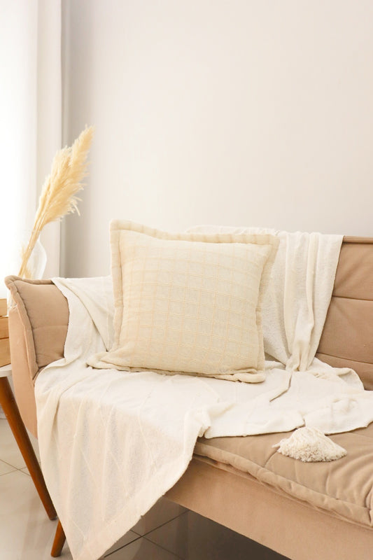 Capa de Almofada Decorativa em Algodão Lisa Cru 45x45