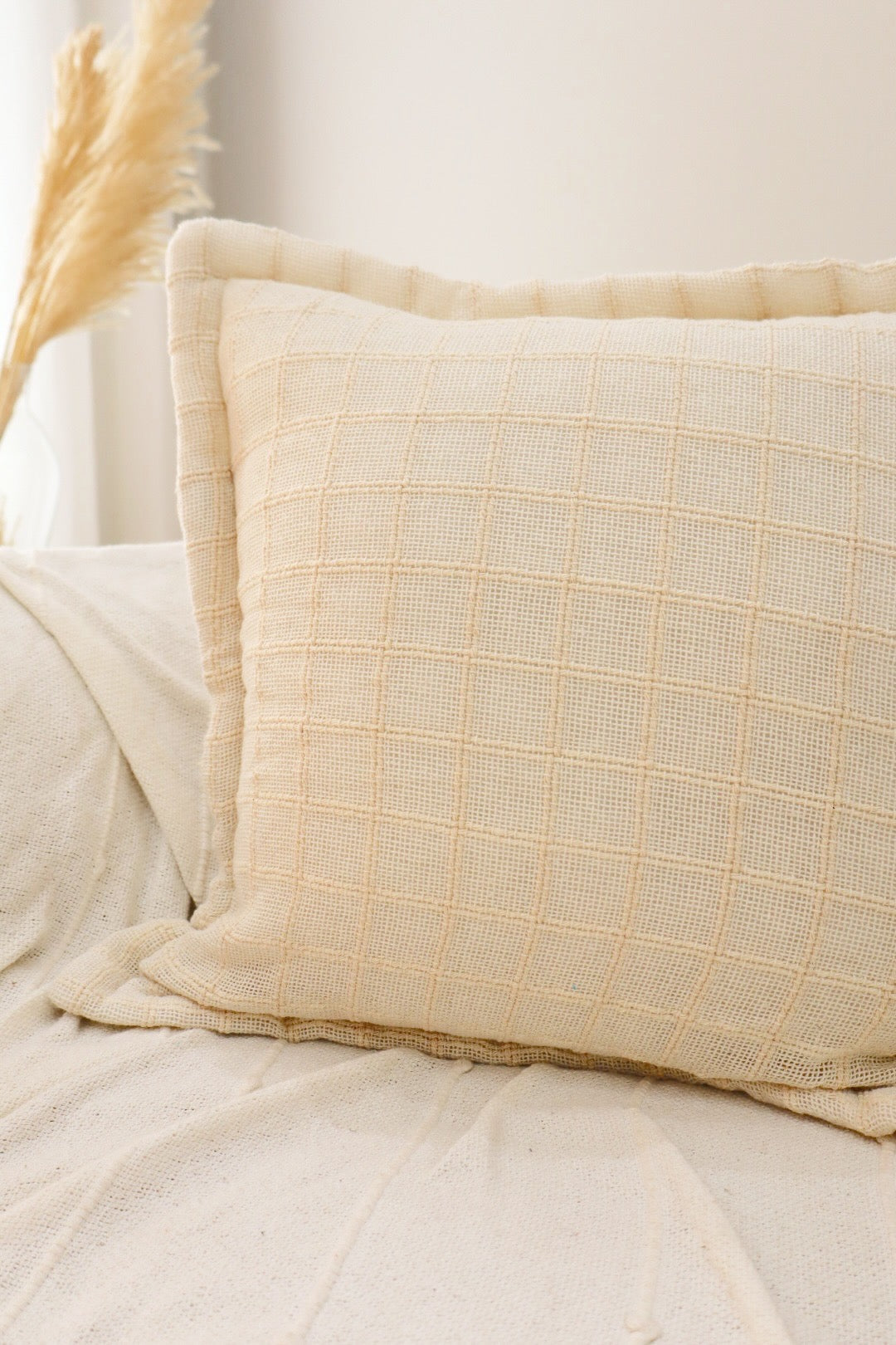 Capa de Almofada Decorativa em Algodão Lisa Cru 45x45