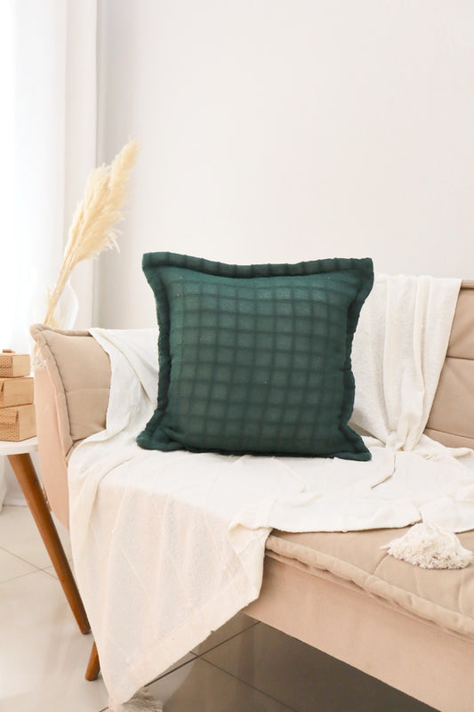 Capa de Almofada Decorativa em Algodão Lisa Verde Musgo 45x45